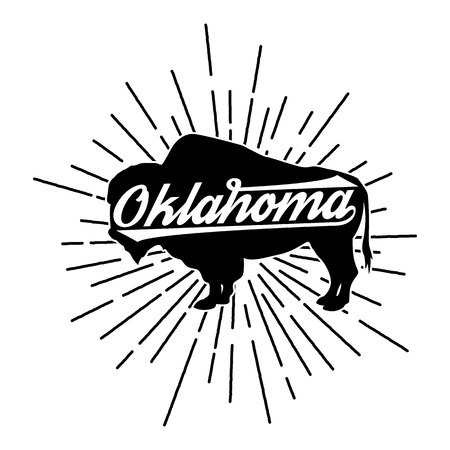 Vintage t-shirt American Bison state Oklahoma. Vector Graphics and typography t-shirt design for apparelのイラスト素材