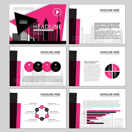 Set of infographic Presentation Template , Infographic Element , Business infographic , Layout design , Modern Style , Vector design illustration. Pink colorのイラスト素材