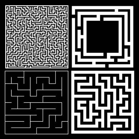 Collection of maze with solution. Vector Labyrinth setのイラスト素材