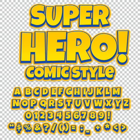 Comic alphabet set. Letters, numbers and figures for kids' illustrations websites comics banners.のイラスト素材