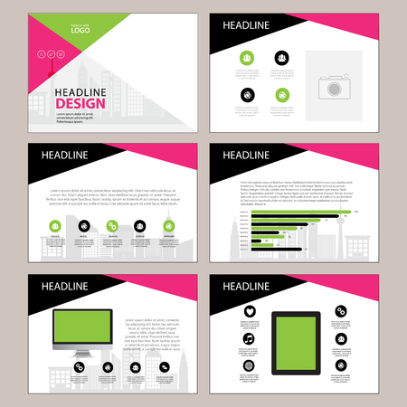 Multipurpose template for presentation slides with graphs and chartsのイラスト素材