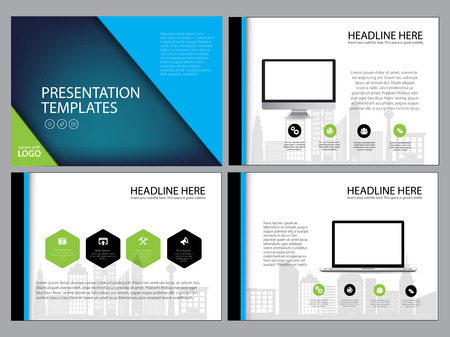 Multipurpose template for presentation slides with graphs and chartsのイラスト素材