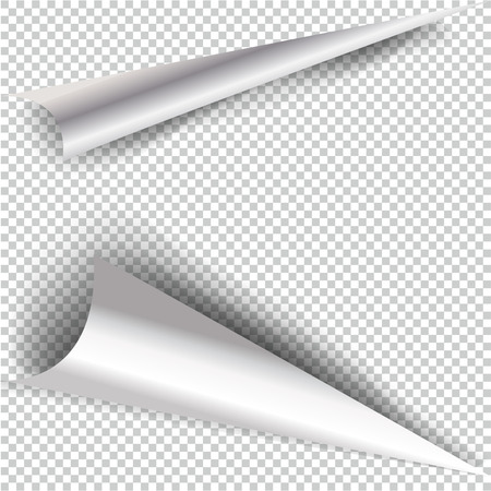 Curly Page Corner realistic illustration with transparent shadow.のイラスト素材