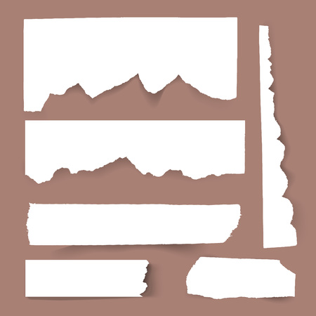 Set of blank Torn paper sheets. Vector note pieces collection with sticky tape.のイラスト素材
