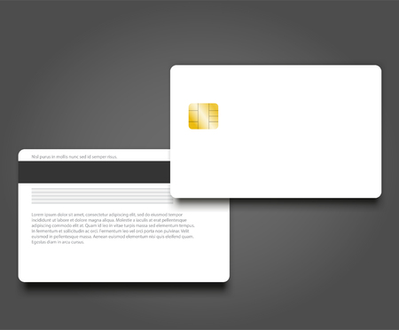 Banking chip credit card realistic mock-up. Clear plastic card template.のイラスト素材