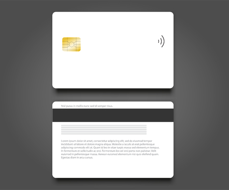 Banking chip credit card realistic mockup. Clear plastic card templateのイラスト素材