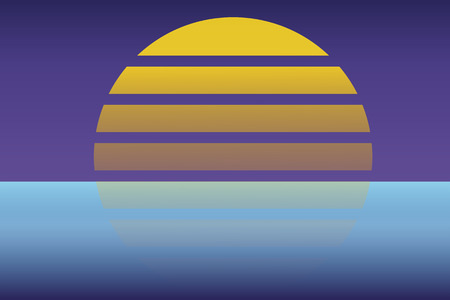 Retro 80s sun landscape futuristic. Sci-fi background 80s style. Suitable for any print design in 80s style.のイラスト素材