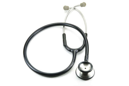 Black stethoscope isolated on white background の写真素材