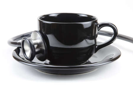 Inspect quality of coffee (Stethoscope and a cup of coffee) の写真素材