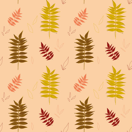 Fall seamless pattern with maple leaves on cream backgroundのイラスト素材