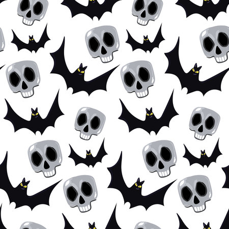 Seamless pattern for halloween. Bats and skulls.のイラスト素材