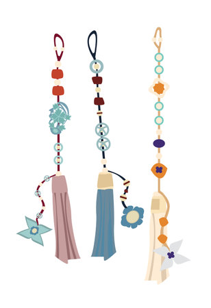 Hanbok decoration set. Accessories for traditional clothes of Korea on white background.のイラスト素材