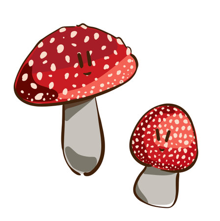 Vector illustration of simple mushroom. Red fly agarics mushroomのイラスト素材