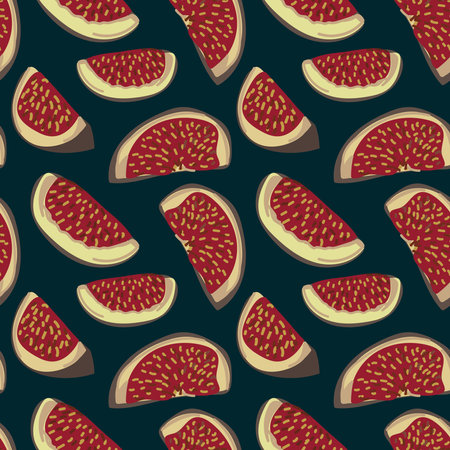 Figs Seamless pattern. Pink background, ripe figs. The print is well suited for textiles. Print for menu, kitchen wallpaper, home decor, wrapping paper, fabric.のイラスト素材