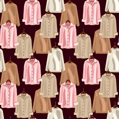 Shirts and sweaters seamless pattern. Template for design backgrounds, textile, wrapping paper.のイラスト素材