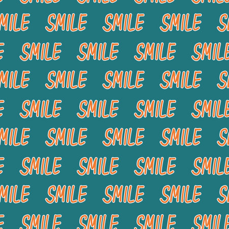 Smile lettering seamless pattern. Hand drawn sketched calligraphic signs, grunge textured retro badge, Vintage typography design print. Vector illustrationのイラスト素材