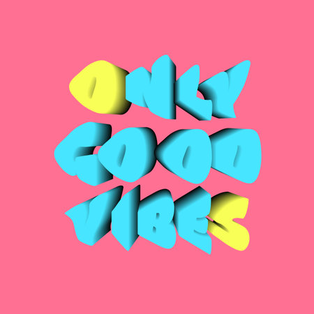Good vibes lettering with vintage hippie styled. Good vibes sticker design template. Isolated on white background, Vector illustration.のイラスト素材