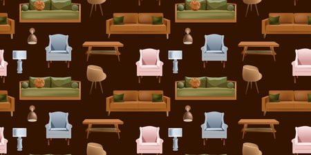 Seamless background of furniture for sitting. Vectorのイラスト素材
