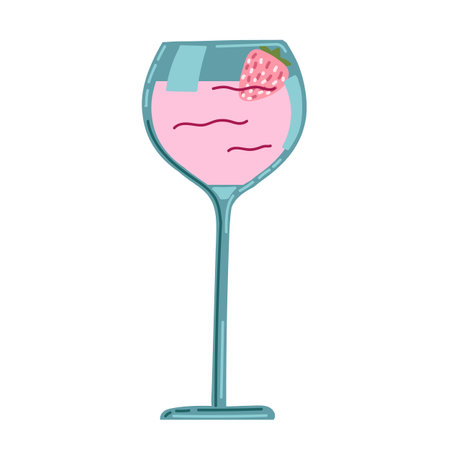 Valentine s Day cocktail with strawberries. Glass icon, Vector illustration.のイラスト素材