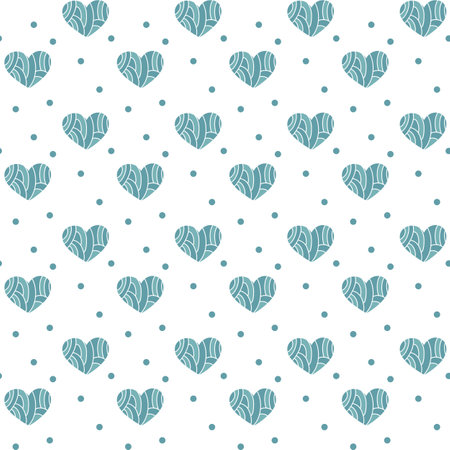 Simple hearts seamless vector pattern. Valentines day background. Flat design endless chaotic...
