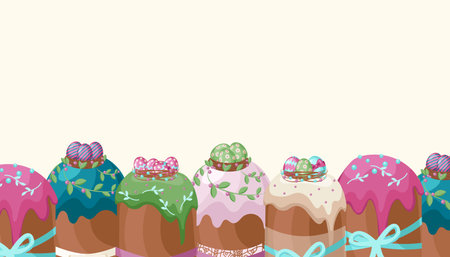 Happy Easter banner, poster, greeting card. Trendy Easter design with typography, bunnies, flowers...