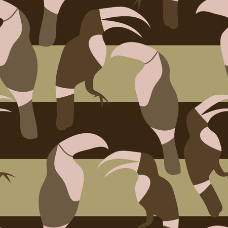 Vector seamless pattern of cute colorful toucan in colorful boho style. Can be printed and used as wrapping paper, wallpaper, textile, apparel, etc.のイラスト素材