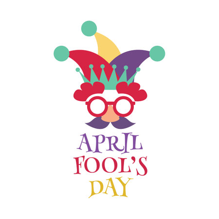 Happy April Fool s Day with colorful hat illustration concept. Vector.のイラスト素材