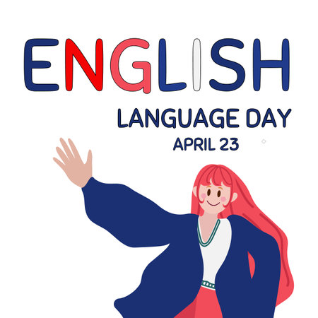 English Language Day. April 23. Holiday concept. Template for background, banner, card, poster with text inscription.のイラスト素材