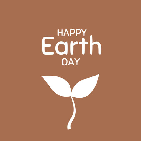 Happy Earth Day greeting card. Vector lettering illustration on paper texture. Calligraphy decorated with leaves. Poster devoted to caring for nature, ecology, Earth Day celebration and recyclingのイラスト素材
