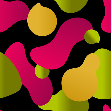 Pink spots seamless pattern on black background. Vector illustration in flat style. for fabric, clothing, background, design, wrapping paper.のイラスト素材