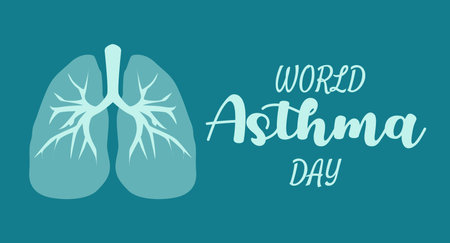 World Asthma Day. Holiday concept. Template for background, banner, card, poster with text inscription. Vector illustrationのイラスト素材