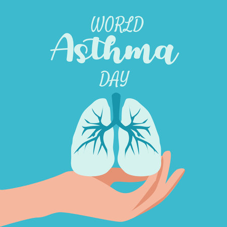 World Asthma Day. Holiday concept. Template for background, banner, card, poster with text inscription. Vector illustrationのイラスト素材