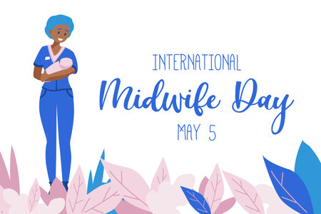 International day of the Midwives observed each year on May 5, A midwife is a health professional who cares for mothers and newborns around childbirth, a specialization known as midwifery. Vector art.のイラスト素材