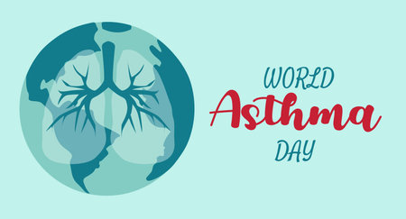 World Asthma Day. Holiday concept. Template for background, banner, card, poster with text inscription. Vector EPS10 illustrationのイラスト素材