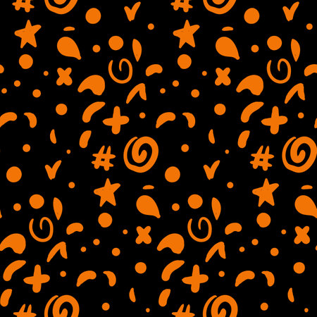 Colorful abstract confetti, dots vector seamless pattern background for Halloween design. Holiday backdrop for wrapping paper, fabric, textile, scrapbookのイラスト素材