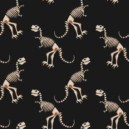 Seamless Dino pattern, print for T-shirts, textiles, wrapping paper, web. Original design with t-rex,dinosaur skeleton. grunge design for boys .のイラスト素材