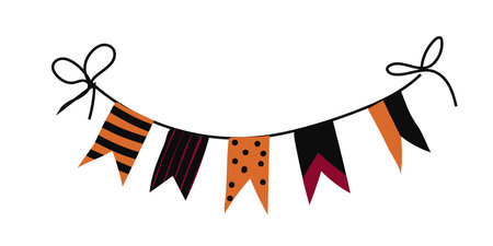 Halloween garland collection, for Halloween party. Vector illustration isolated on white background. Bunting for celebrationのイラスト素材
