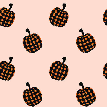 Seamless pattern of autumn pumpkins. Multicolored autumn harvest in yellow and orange colors. Autumn background. Vector illustrationのイラスト素材