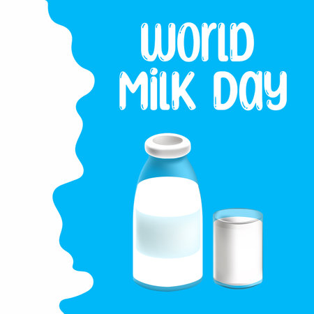vector graphic of world milk day good for world milk day celebration. flat design. flyer design.flat illustrationのイラスト素材