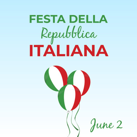Italian republic day, 2th June, festa della repubblica Italiana, bent waving ribbon in colors of the Italian national flag. Celebration background.のイラスト素材