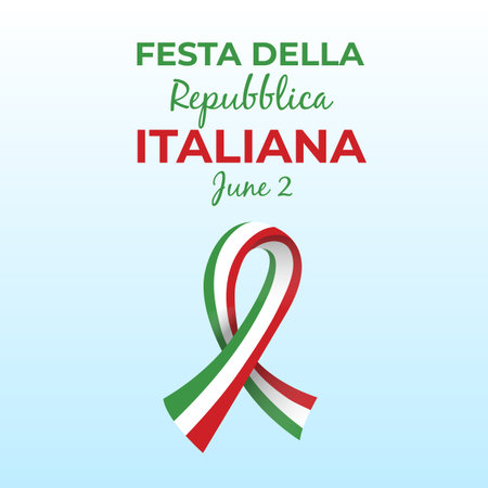 Italian republic day, 2th June, festa della repubblica Italiana, bent waving ribbon in colors of the Italian national flag. Celebration background.のイラスト素材