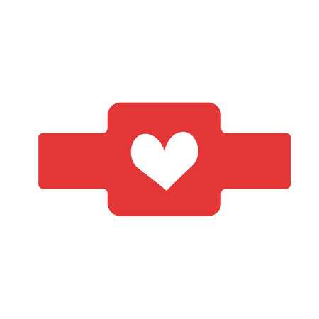 Cute illustration of adhesive plaster with heart. Flat vector transfusion. Blood donation concept in colored doodle style. Donor, medicine icon, or print. Isolated on white background.のイラスト素材