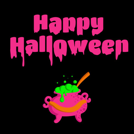 Happy Halloween greeting card. Holiday decoration. Boo Trick or treat. Vector illustrationのイラスト素材