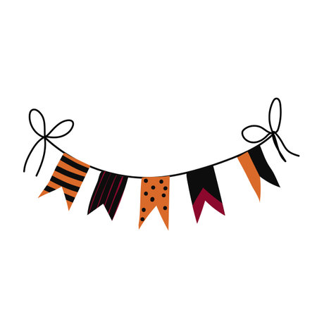 Halloween garland for Halloween party. Vector illustration isolated on white background. Bunting for celebrationのイラスト素材