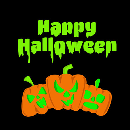 Happy Halloween greeting card. Holiday decoration. Boo Trick or treat. Vector illustrationのイラスト素材