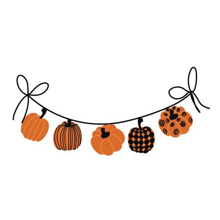 Halloween garland for Halloween party. Vector illustration isolated on white background. Bunting for celebrationのイラスト素材