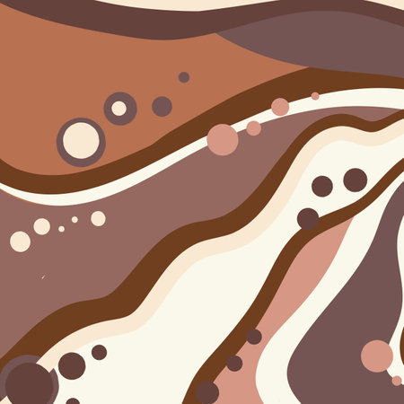 Chocolate wavy swirl background. Abstract chocolate waves, brown color flow. Vector illustration.のイラスト素材