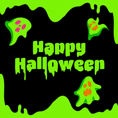 Happy Halloween greeting card. Holiday decoration. Boo Trick or treat. Vector illustrationのイラスト素材