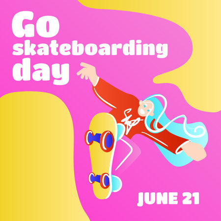 Go skateboarding day. Poster design illustration. Vector illustration. Flat style.のイラスト素材