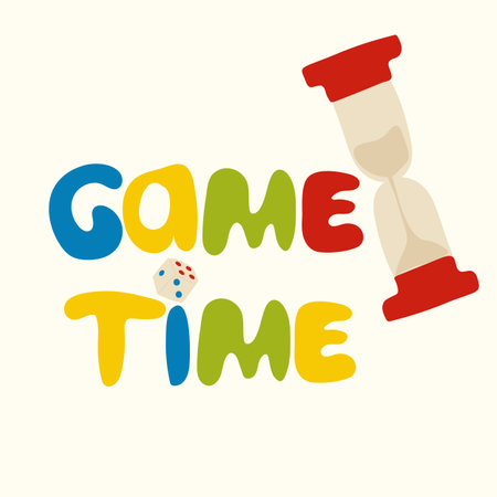 Game time. Typographic card design. Vector Illustration. Flat styleのイラスト素材